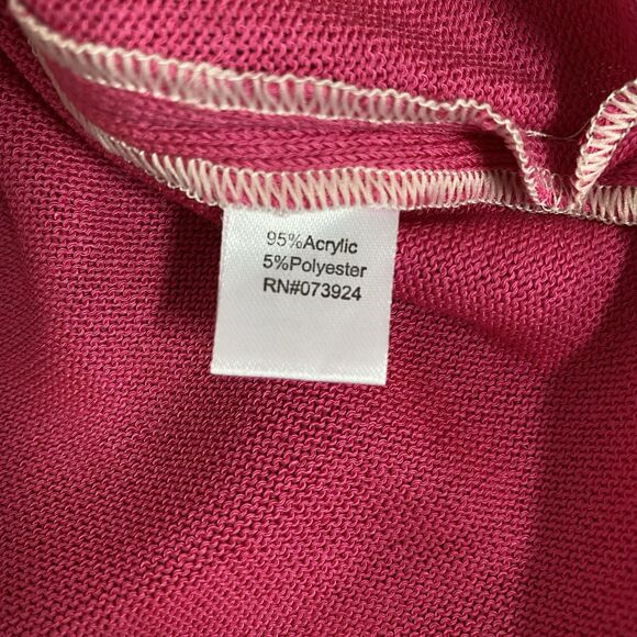 Ming Wang Cardigan 2X Colorblock Acrylic Knit Black Pink 3/4 Sleeve Relaxed - Picture 7 of 8